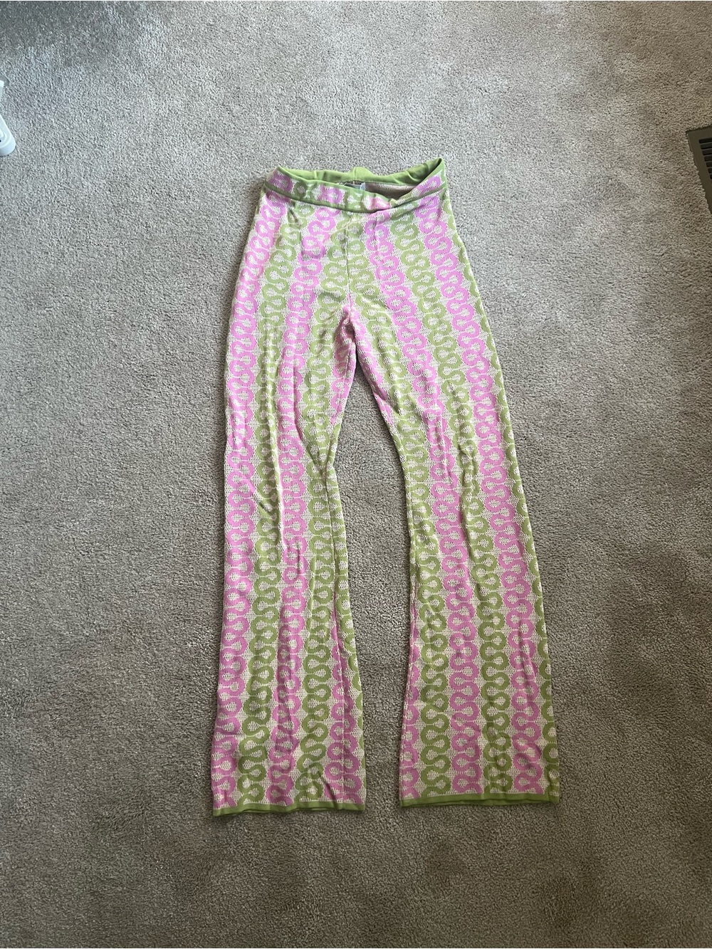 House of Harlow Pink & Green Stretch Knit Pants